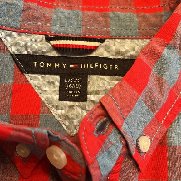 Plaid poplin spring shirt boys 16/18 - Picture 4 of 7